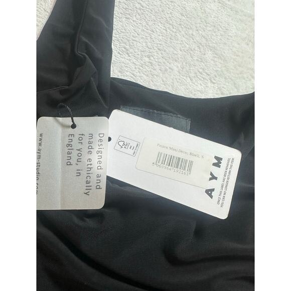 NWT AYM Paxton Maxi Dress Size Small Scoop Neck Black Bodycon - Picture 5 of 9